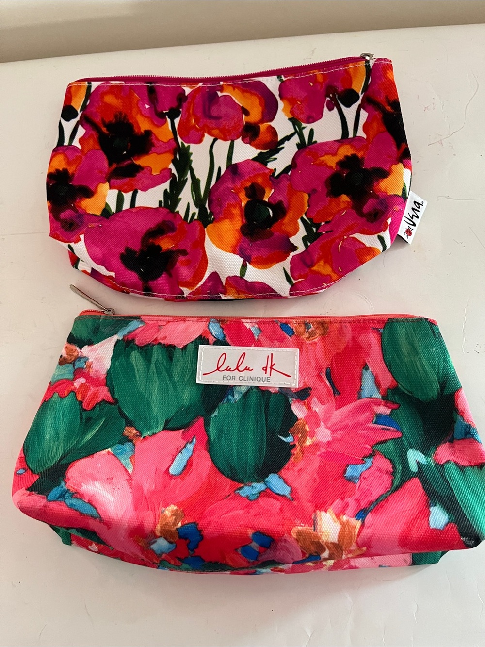 Lulu DK for Clinique Floral plus Vera NeumannCosmetic Pouches in Pink Print